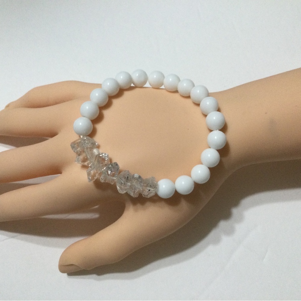 Herkimer Elegant White Beaded Bracelet
